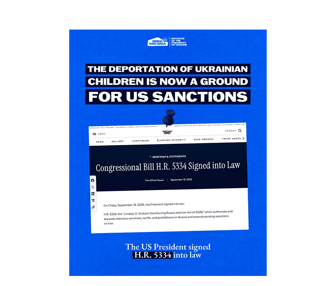 Forced deportation of Ukrainian children is now explicitly written into US law as a ground for sanctions