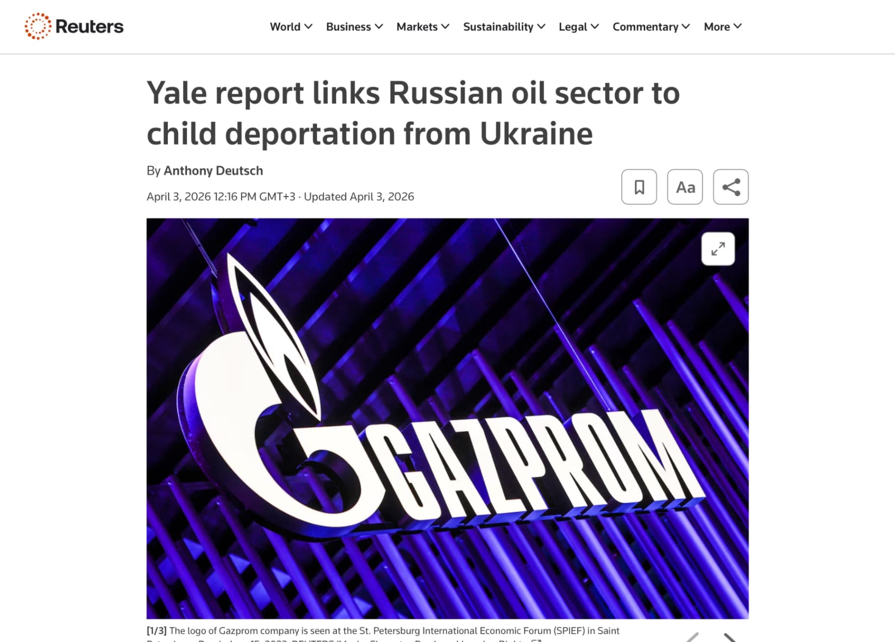 Reuters: Yale report links Russian oil sector to child deportation from Ukraine